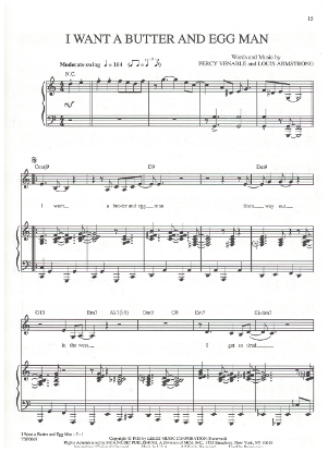 Picture of I Want a Butter and Egg Man, from musical revue "Black & Blue", Percy Venable & Louis Armstrong, sheet music