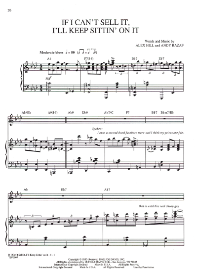 Picture of If I Can't Sell It I'll Keep Sittin' On It, from musical revue "Black & Blue", Alex Hill & Andy Razaf, sheet music