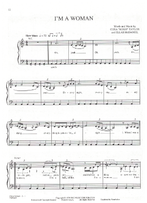 Picture of I'm a Woman, from musical revue "Black & Blue", Cara Koto Taylor & Ellas McDaniel, sheet music