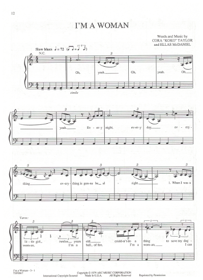Picture of I'm a Woman, from musical revue "Black & Blue", Cara Koto Taylor & Ellas McDaniel, sheet music