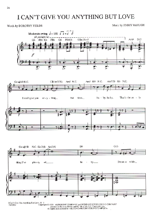 Picture of I Can't Give You Anything But Love, from Broadway revue "Black & Blue", Dorothy Fields & Jimmy McHugh, sheet music