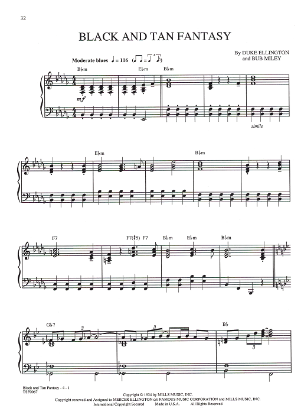 Picture of Black and Tan Fantasy, from Broadway revue "Black & Blue", Duke Ellington & Bub Miley, piano solo, sheet music