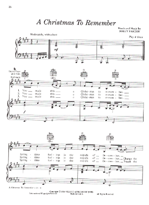 Picture of A Christmas to Remember, Dolly Parton, recorded by Dolly & Kenny Rogers, sheet music