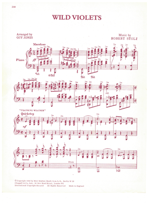 Picture of Wild Violets, Robert Stolz, arr. Guy Jones, piano solo selections