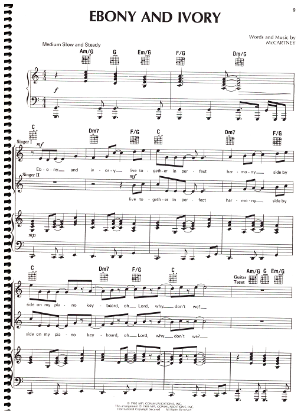 Picture of Ebony and Ivory, Paul McCartney, as sung by Michael Jackson & Paul McCartney, vocal duet, sheet music