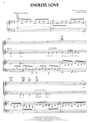 Picture of Endless Love, Lionel Richie, as sung by Diana Ross & Lionel Richie, vocal duet, sheet music