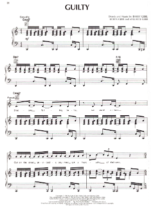 Picture of Guilty, Barry/ Maurice & Robin Gibb, as sung by Barbra Streisand & Barry Gibb, vocal duet, sheet music