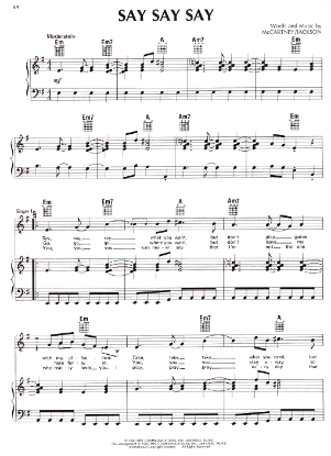 Picture of Say Say Say, written & recorded by Paul McCartney & Michael Jackson, vocal duet, sheet music