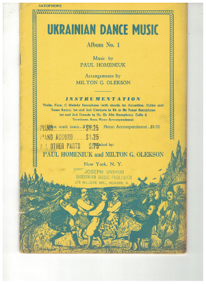 Picture of Ukrainian Dance Music Album No. 1 Eb Alto Sax, Paul Homeniuk & M. G. Olekson, sheet music folio