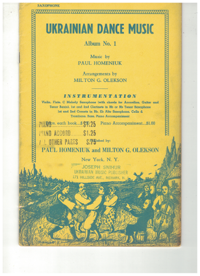 Picture of Ukrainian Dance Music Album No. 1 Eb Alto Sax, Paul Homeniuk & M. G. Olekson, sheet music folio