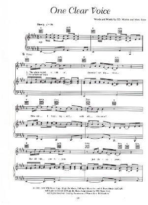 Picture of One Clear Voice, J. D. Martin & Marc Beeson, recorded by Peter Cetera, sheet music