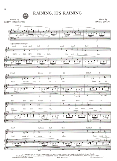 Picture of Raining It's Raining, Larry Holofcener & Irving Joseph, recorded by Felicia Sanders