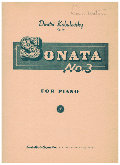 Picture of Sonata No. 3 Op. 46, Dmitri Kabalevsky, edited Harold Sheldon, piano solo