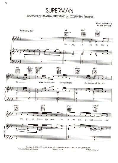 Picture of Superman, Richie Snyder, recorded by Barbra Streisand