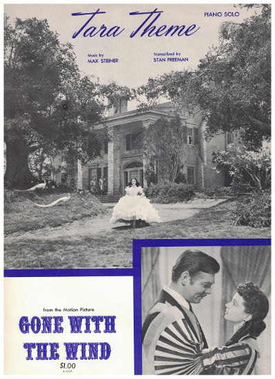 Picture of Tara Theme, cover photo from "Gone With the Wind", Max Steiner, transcribed by Stan Freeman for piano solo, sheet music