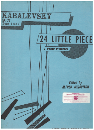 Picture of 24 Little Pieces Opus 39, Dmitri Kabalevsky, ed. Alfred Mirovitch, piano solo sheet music folio