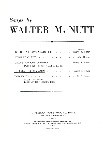 Picture of Lullaby for Benjamin, Walter MacNutt, med-high voice solo sheet music