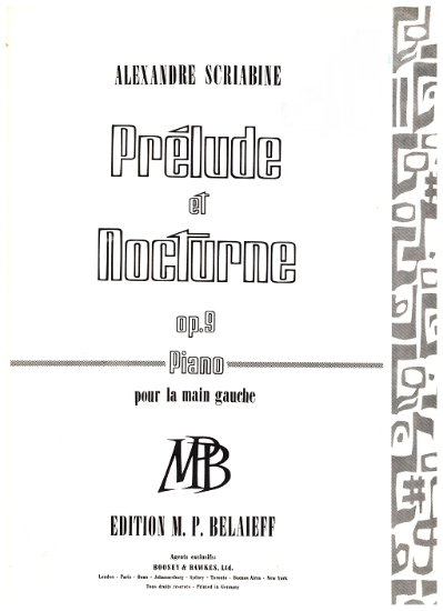Picture of Two Pieces Op. 9  for the Left Hand, Prelude & Nocturne, Alexander Scriabine, ed. V. Pohl