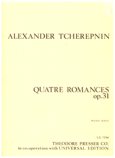Picture of Quatre Romances Op. 31, Alexander Tcherepnin