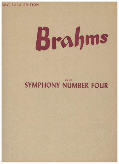Picture of Symphony No. 4 Opus 98, Johannes Brahms, ed. William Stickles, piano solo transcription, sheet music folio