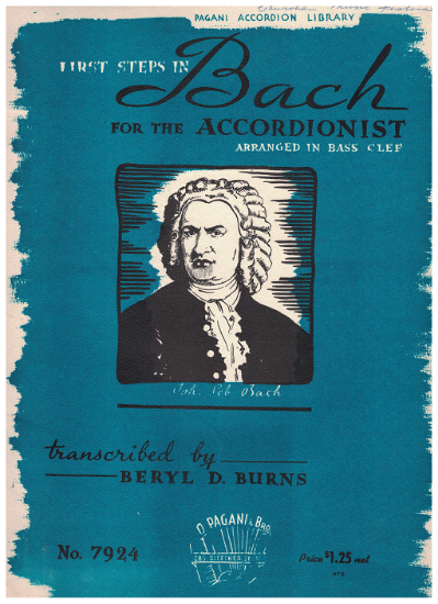 Picture of First Steps in Bach for the Accordionist, ed. Beryl D. Burns, sheet music folio
