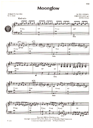 Picture of Moonglow, WIll Hudon/ Eddie DeLange/ Irving Mills, arr. for accordion solo by Andy Arcari, sheet music