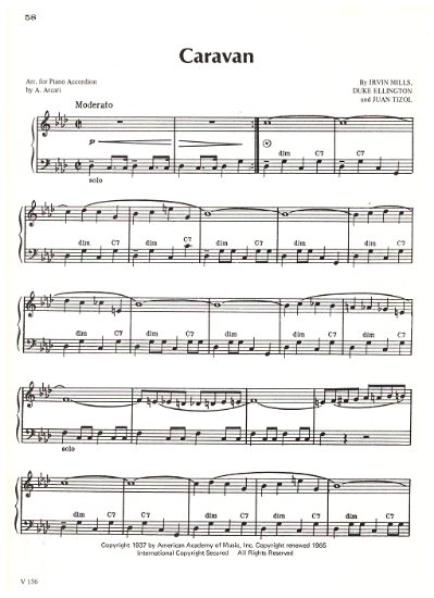Picture of Caravan, Irving Mills/ Duke Ellington/ Juan Tizol, arr. for accordion solo by Andy Arcari, sheet music