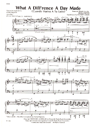 Picture of What a Diff'rence a Day Made (Cuando Vuelva a ti Lado), Maria Grever & Stanley Adams, arr. for accordion solo by Charles Magnante, sheet music