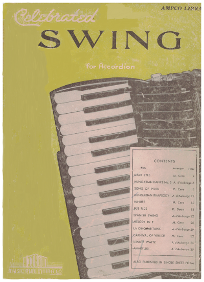 Picture of Celebrated Swing for Accordion, arr. Mindie Cere/ Alfred d'Auberge/ Dixie Dean, advanced accordion solos, sheet music folio