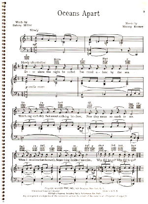 Picture of Oceans Apart, Sidney Miller & Mickey Rooney, sung by Judy Garland, sheet music