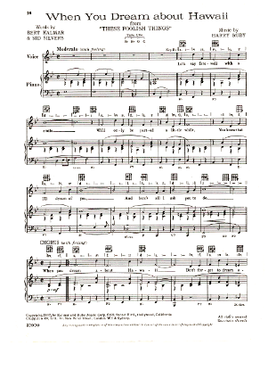 Picture of When You Dream About Hawaii, from movie "These Foolish Things", Bert Kalmar/ Sid Silver/ Harry Ruby, sheet music