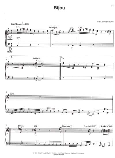Picture of Bijou, Ralph Burns, arr. for accordion solo by Kenny Kotwitz, sheet music