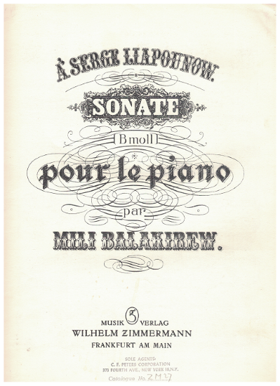 Picture of Sonata in Bb minor, Mili Blakirev, dedicated to Serge Liapounov
