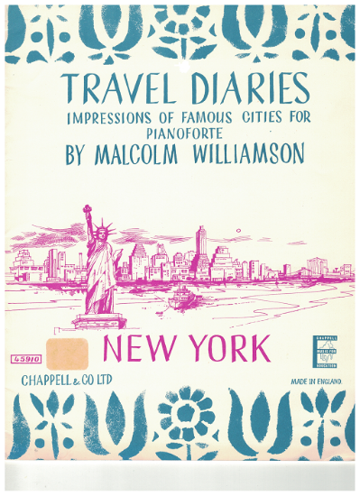 Picture of New York, Travel Diaries, Malcolm Williamson, piano solo folio