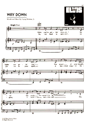 Picture of Way Down, Layng Martine Jr, recorded by Elvis Presley