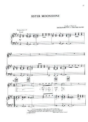 Picture of Sister Moonshine, Roger Hodgson & Richard Davies, from "Crisis What Crisis", recorded by Supertramp, sheet music