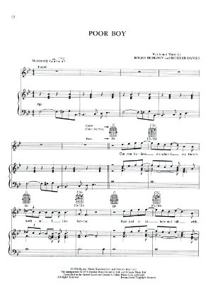Picture of Poor Boy, Roger Hodgson & Richard Davies, from "Crisis What Crisis", recorded by Supertramp, sheet music