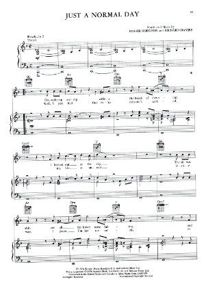 Picture of Just a Normal Day, Roger Hodgson & Richard Davies, from "Crisis What Crisis", recorded by Supertramp, sheet music
