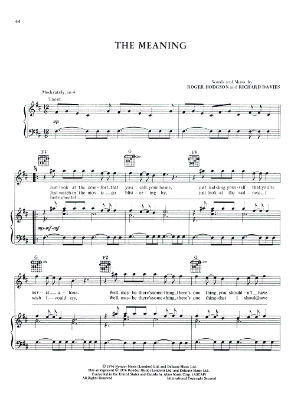 Picture of The Meaning, Roger Hodgson & Richard Davies, from "Crisis What Crisis", recorded by Supertramp, sheet music