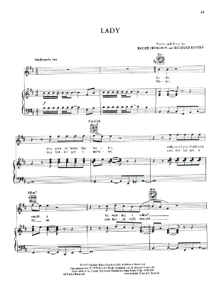 Picture of Lady, Roger Hodgson & Richard Davies, from "Crisis What Crisis", recorded by Supertramp, sheet music