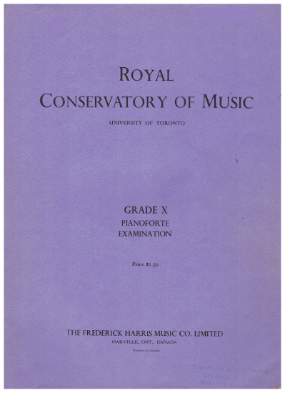 Picture of Royal Conservatory of Music, Grade 10 Piano Exam Book, 1966 Edition, University of Toronto, piano solo sheet music folio