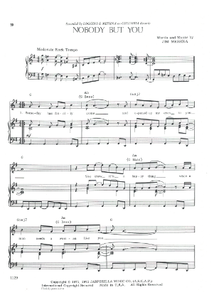 Picture of Nobody But You, Jim Messina, recorded by Loggins & Messina, sheet music
