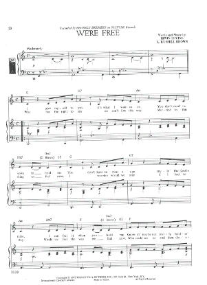 Picture of We're Free, Irwin Levine & L. Russell Brown, recorded by Beverly Bremers, sheet music