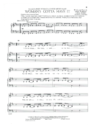 Picture of Woman's Gotta Have It, Linda Cooke & Darryl Carter, recorded by Bobby Womack, sheet music