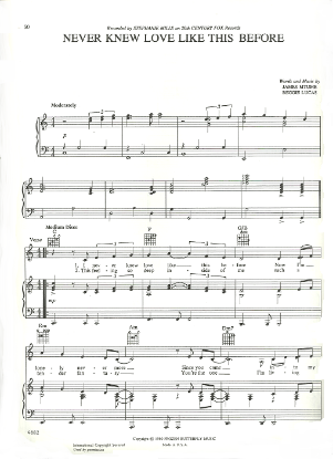 Picture of Never Knew Love Like This Before, James Mtume & Reggie Lucas, recorded by Stephanie Mills, sheet music