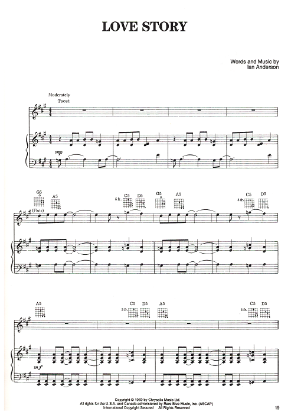Picture of Love Story, Ian Anderson, recorded by Jethro Tull, sheet music