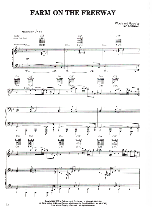 Picture of Farm on the Freeway, Ian Anderson, recorded by Jethro Tull, flute & piano sheet music