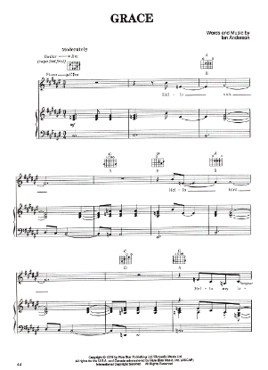 Picture of Grace, Ian Anderson, recorded by Jethro Tull,  sheet music