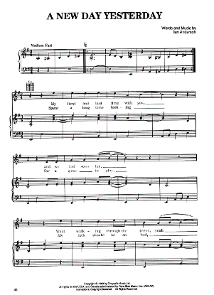 Picture of A New Day Yesterday, Ian Anderson, recorded by Jethro Tull, sheet music
