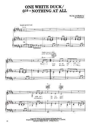 Picture of One White Duck/ 010 = Nothing at All, Ian Anderson, recorded by Jethro Tull, sheet music